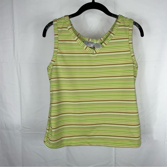 Danskin Freestyle Tank Top Striped Y2K Sleeveless Golf Tennis V-Neck Shirt - Picture 1 of 4